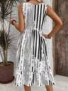 Women's Black and White Striped Sleeveless Casual Dress for Summer