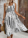 Women's Black and White Striped Sleeveless Casual Dress for Summer