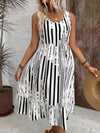 Women's Black and White Striped Sleeveless Casual Dress for Summer