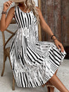 Women's Black and White Striped Sleeveless Casual Dress for Summer