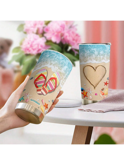 20oz Stainless Steel Beach Life Summer Tumbler - Double Wall Vacuum Insulated Travel Mug