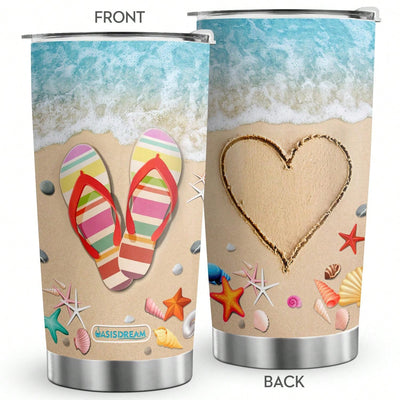 20oz Stainless Steel Beach Life Summer Tumbler - Double Wall Vacuum Insulated Travel Mug