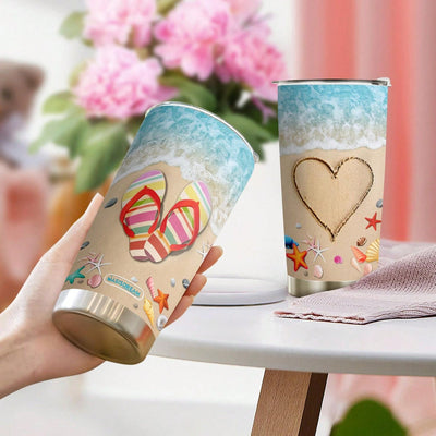 20oz Stainless Steel Beach Life Summer Tumbler - Double Wall Vacuum Insulated Travel Mug