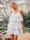 Lovely Lace: Women's Spaghetti Strap Dress with Ruffled Hem