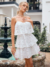 Lovely Lace: Women's Spaghetti Strap Dress with Ruffled Hem