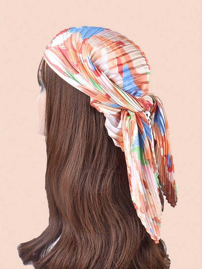 Multicolor Leaves Silk Scarf: Stylish Bandana Style Sunscreen for Summer