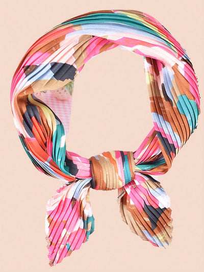 Multicolor Leaves Silk Scarf: Stylish Bandana Style Sunscreen for Summer