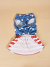 Summer Independence Day Pet Skirt: Star and Letter Print with Bowknot