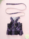 Chic Plaid Skirt and Leash Set for Small Pets: Size Up for Perfect Fit!