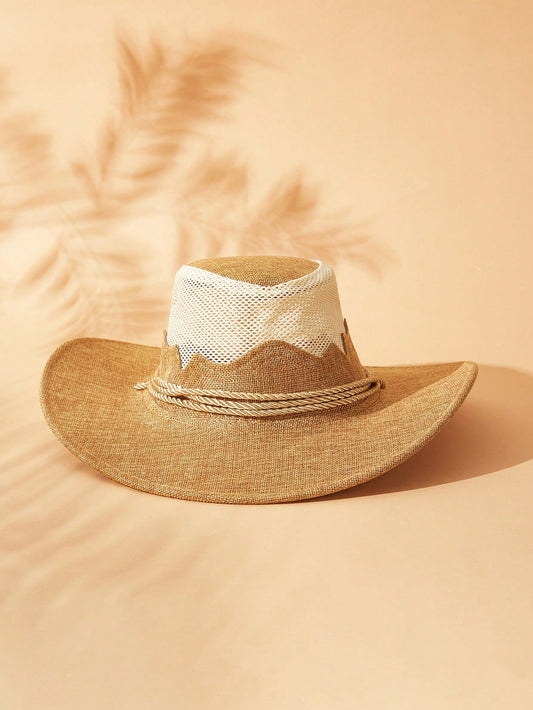 Vintage Beach Chic: Women's Colorful Woven Straw Hat for Vacation Vibes