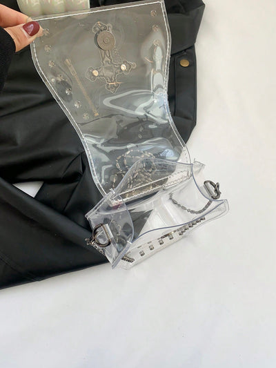 Fashionable and Unique Transparent Chain Crossbody Coffin Bag: The Ultimate Waterproof Beach Essential