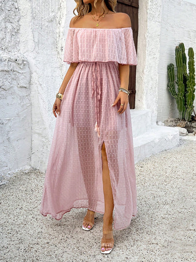 Chic and Flirty: Ladies Fashionable Off-Shoulder Dress