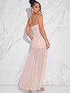 Chic & Elegant: Haute Strapless Mesh & Solid Color Splice Dress