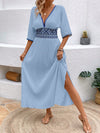 Chic Geometric Woven Belted Batwing Sleeve Dress - Perfect for Any Occasion!