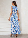 Beautifully Bloomed: Sleeveless Floral Print Dress with Shirred Waist