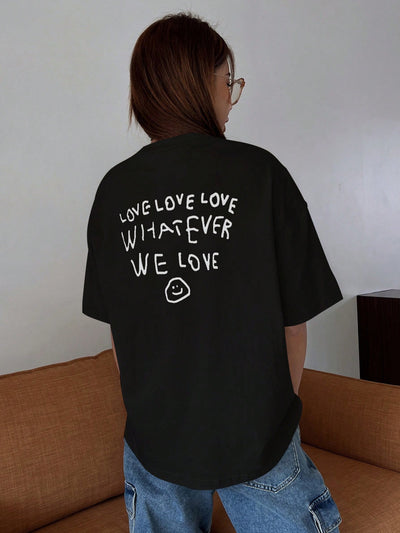 Empowerment in Print: Slogan Graphic Drop Shoulder Tee