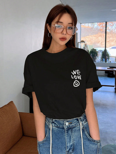 Empowerment in Print: Slogan Graphic Drop Shoulder Tee