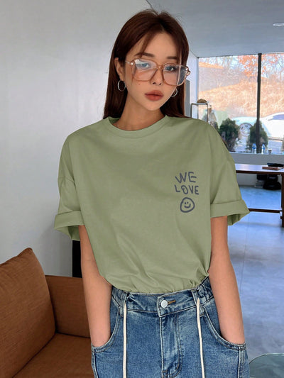 Empowerment in Print: Slogan Graphic Drop Shoulder Tee