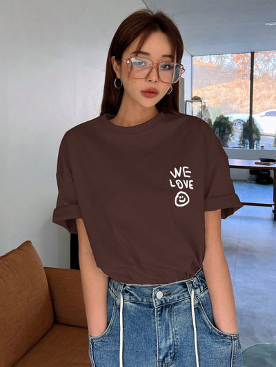 Empowerment in Print: Slogan Graphic Drop Shoulder Tee