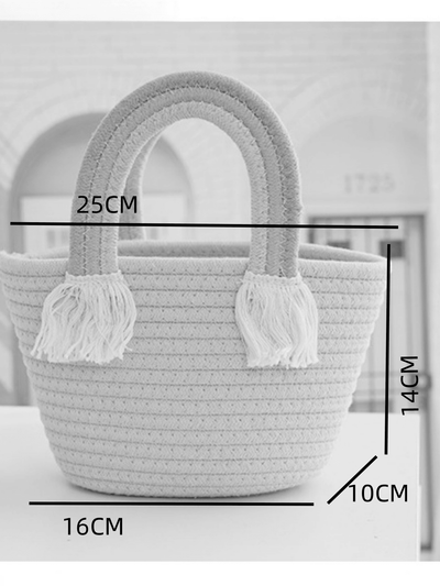 A Cute Rainbow Cloud-Shaped Handbag, The Latest Hand-Woven Beach Vacation Straw Bag That Matches All Styles