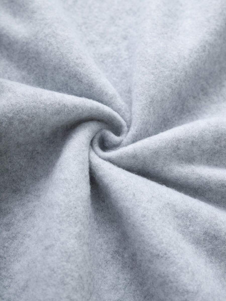 Detail view of Chic Solid Color Fleece Hoodie with Side Slit for Women's Spring and Autumn Style - Perfect for Graduation and Back-to-School Fashion for everyday styling
