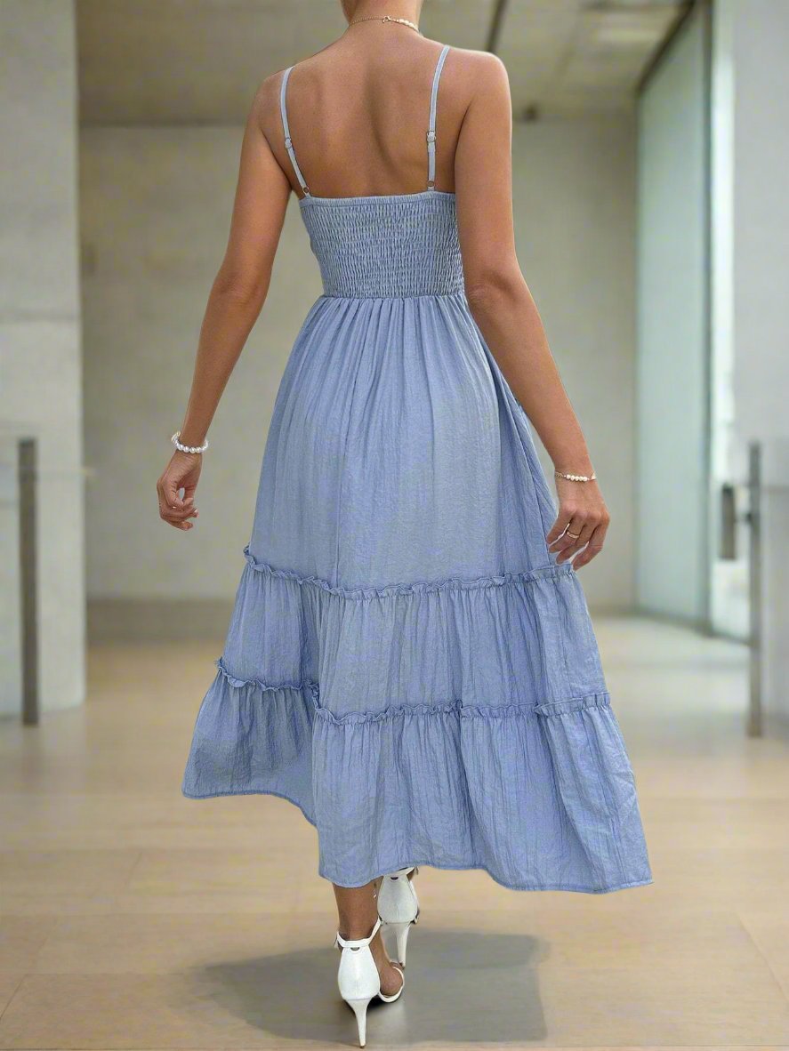 Upgrade your wardrobe with our Frenchy Flair: Lace Patchwork Backless Cami Dress. Ideal for spring and summer, this dress is perfect for any occasion. The intricate lace patchwork design adds a touch of elegance, while the backless style adds a hint of allure. Make a statement and turn heads with this must-have dress.