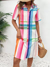 Summer Vibes: Colorful Plaid Button Front Shirt Dress