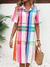 Summer Vibes: Colorful Plaid Button Front Shirt Dress