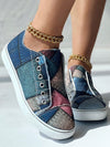 Chic and Comfy: Denim Effect Slip-On Skateboarding Sneakers for Ladies