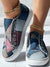 Chic and Comfy: Denim Effect Slip-On Skateboarding Sneakers for Ladies