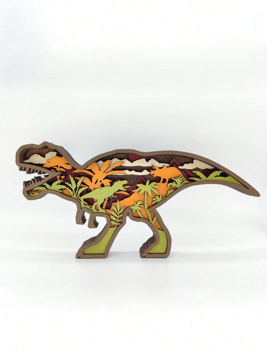Add a prehistoric touch to your home or office with our Dinosaur Delight T-Rex Wooden Ornament. Handcrafted and unique, this ornament is perfect for dinosaur lovers of all ages. Bring a piece of history to your space with this one-of-a-kind decoration.
