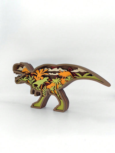 Dinosaur Delight: Handcrafted T-Rex Wooden Ornament for Home and Office Decoration