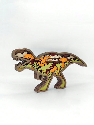 Dinosaur Delight: Handcrafted T-Rex Wooden Ornament for Home and Office Decoration