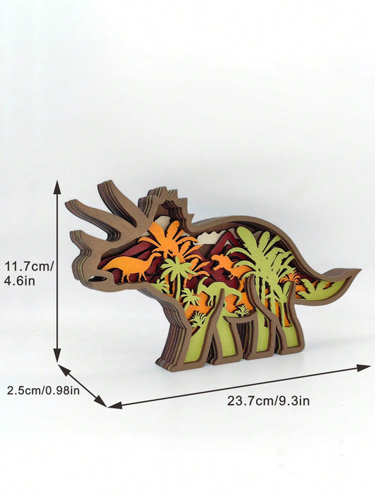 Triangular Dragon Wooden Carving: Creative Wildlife Home Decor