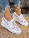 Elegant White Lace Wedge Sneakers: Breathable & Fashion-Forward