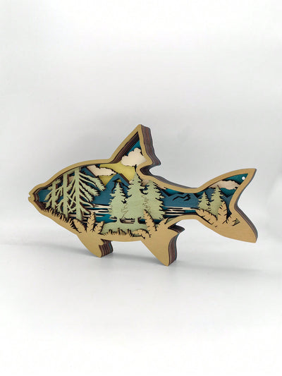 Handcrafted Wooden Ocean Fish Decoration - Red Snapper Ornament