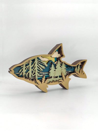 Handcrafted Wooden Ocean Fish Decoration - Red Snapper Ornament