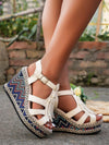 Summer Chic: Handwoven Grass Embroidery Fringe High Heels Sandals