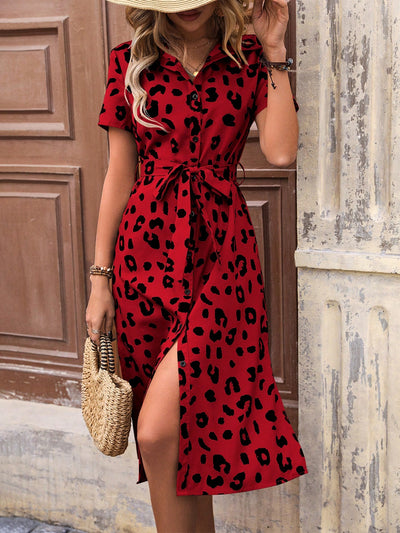 Wild Glam: Leopard Print Shirt Dress with Belt