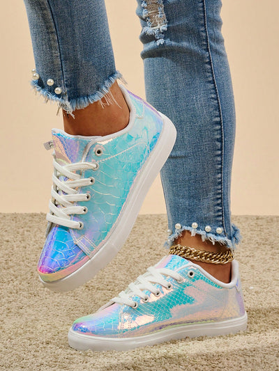 Sparkle in Style: Women's Shiny Fashionable Casual Sports Shoes