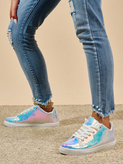 Sparkle in Style: Women's Shiny Fashionable Casual Sports Shoes