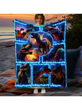 Cozy up in comfort and style with our Cozy Dinosaur Blue Flame Splice Print Blanket. Made with soft and cozy material, this blanket is perfect for staying warm on chilly nights. Its unique print adds a touch of personality to any room. Your essential companion for ultimate comfort and style.