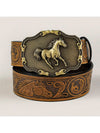 Boho Chic: Pressed Horse Design Belt with Success Buckle