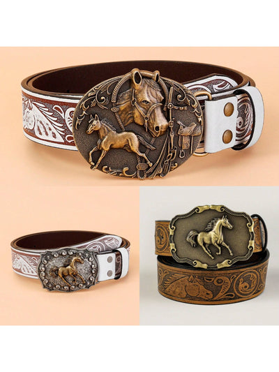Elevate your style with our Boho Chic belt, featuring a unique pressed horse design and a sleek success buckle. Made with high-quality materials, this belt adds a touch of sophistication to any outfit while ensuring a secure fit. Make a statement and achieve success with our Boho Chic belt.