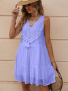 Sun-Kissed Elegance: Lace Splicing Tassel Detail Ruffle Hem Midi Dress for Summer