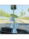 Boho Chic Blossom Drive: Woven Flower Car Hanging Ornament