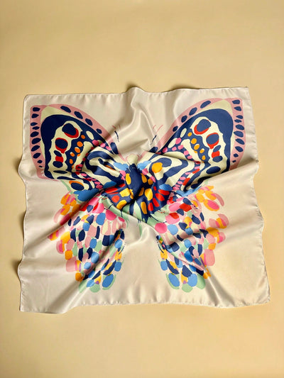 Boho Chic: Elegant Square Scarf with Big Butterfly Print