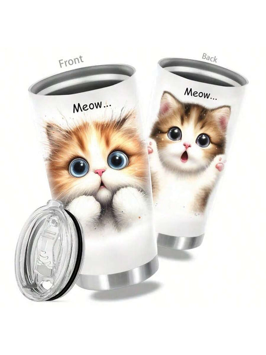 Introducing the Meow-tastic Surprise: Cute Cat Stainless Steel Tumbler - the purr-fect choice for feline lovers. Made from high-quality stainless steel, this tumbler keeps your drinks hot or cold for longer. With an adorable cat design, it's a must-have for any cat lover.