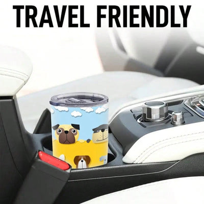 Fresh Cartoon Style Dog Print Stainless Steel Tumbler - The Perfect Gift for Puppy Lovers!