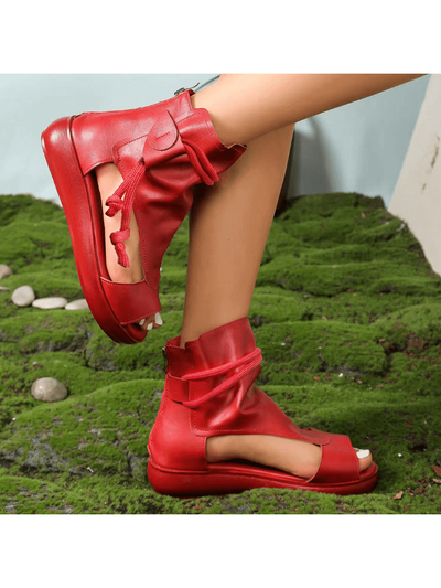 Red Waterproof Platform Sandals: Elevate Your Style with Slope Heel Fashion